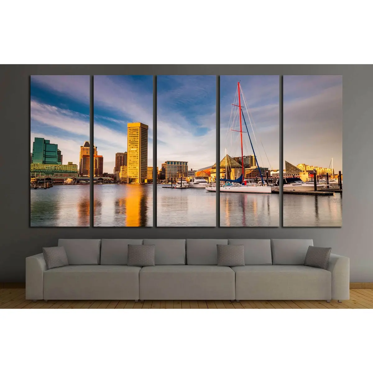 Baltimore Inner Harbor Evening Scene – Ready-to-Hang Canvas Wall Art #2150 - Image 3