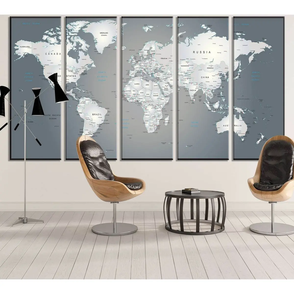 Oversized Geographic World Map Canvas Art Print – Ready to Hang