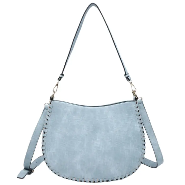 Jen & Co. Raquel Whipstich Vegan Leather Crossbody Saddle Bag 4
