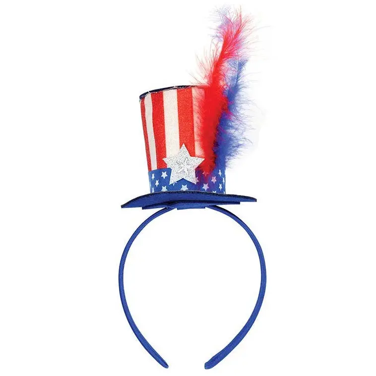 Slant Patriotic Striped Felt Stovepipe Hat Headband 1