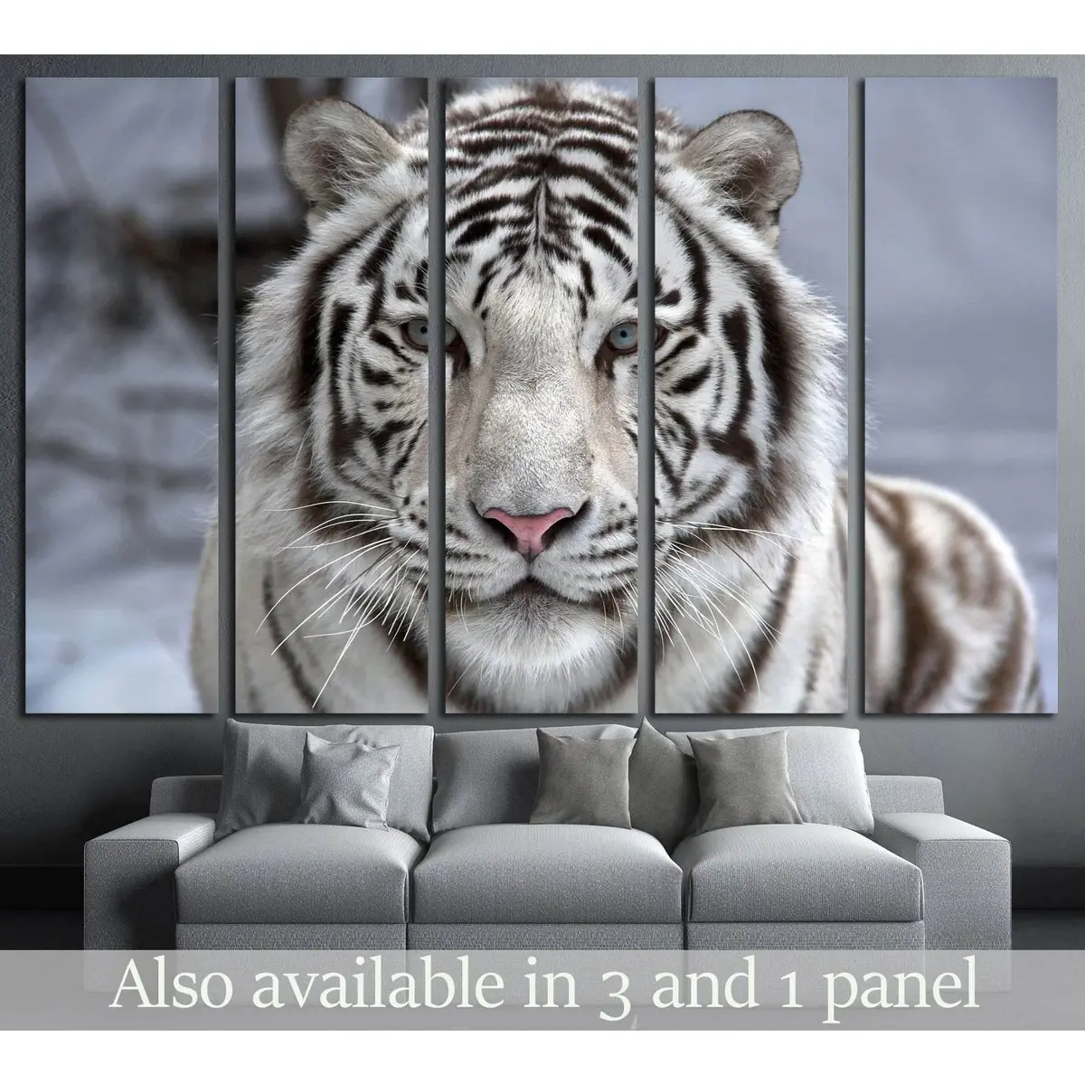 White Bengal Tiger Portrait Canvas Art Print №2345 – Premium Ready-to-Hang Wall Decor