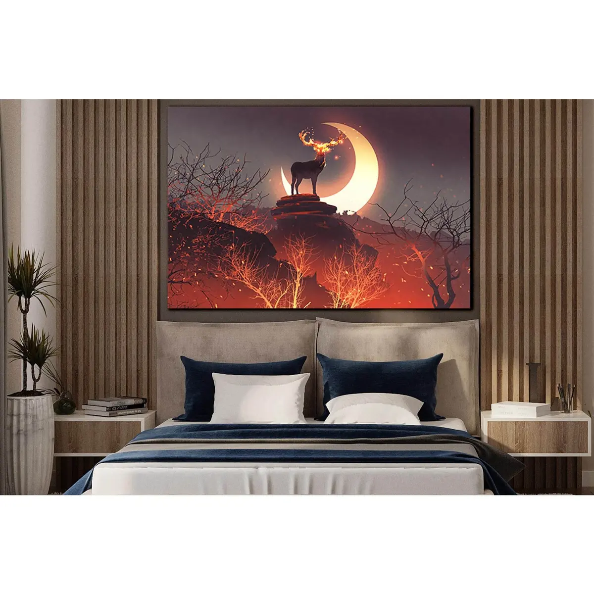 Fairy Deer With Fiery Horns №Sl1261 Ready To Hang Canvas Print 2