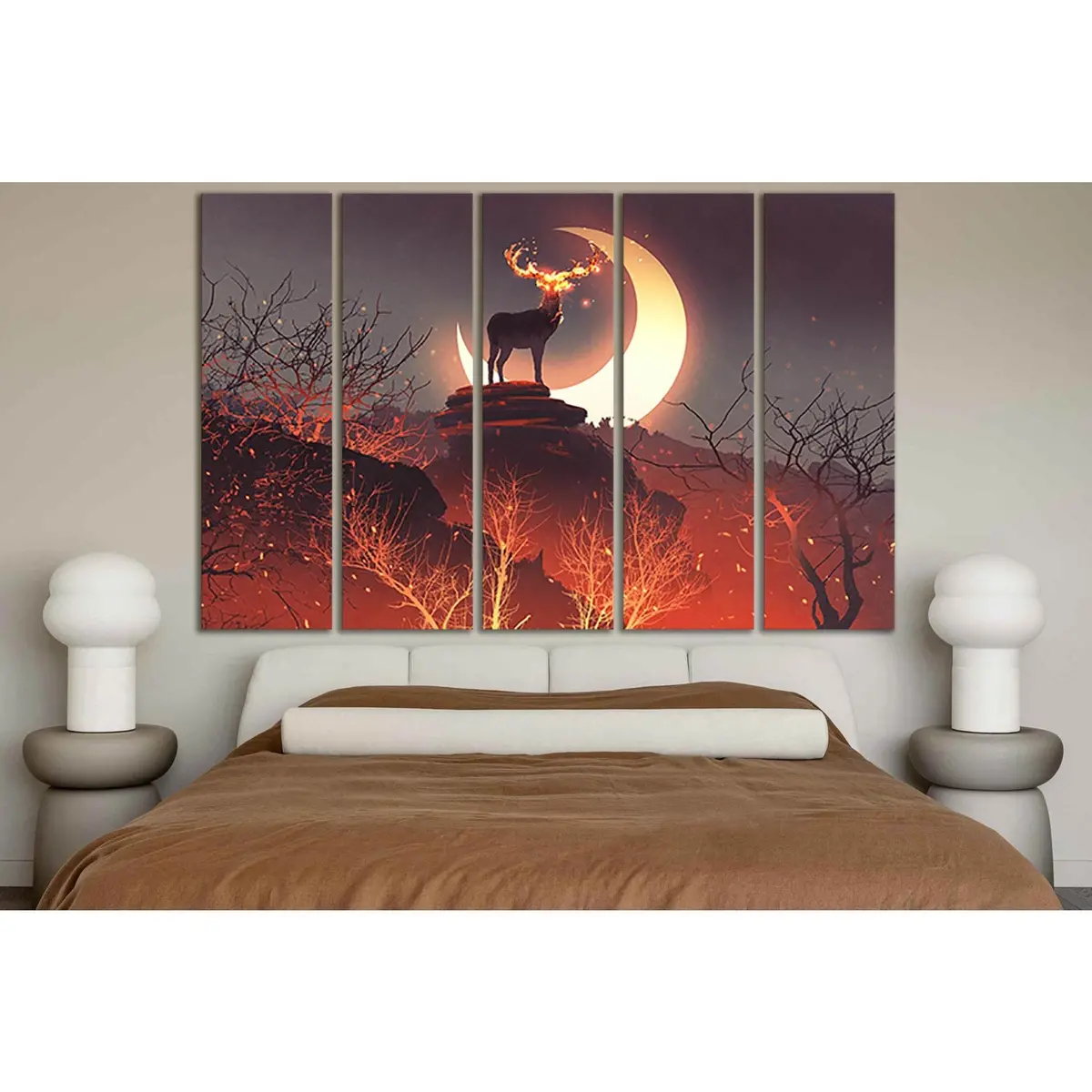 Enchanted Deer Canvas Art Featuring Glowing Horns – Pre-Strung Wall Decor - Image 3