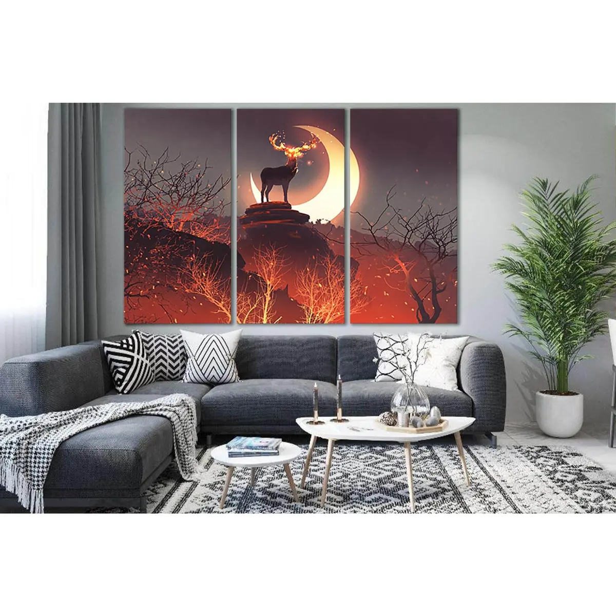 Fairy Deer With Fiery Horns №Sl1261 Ready To Hang Canvas Print 5