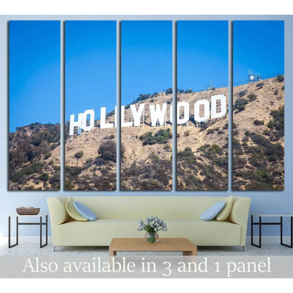 Iconic Hollywood Sign Canvas Wall Art – Ready-to-Hang Los Angeles Landmark Print