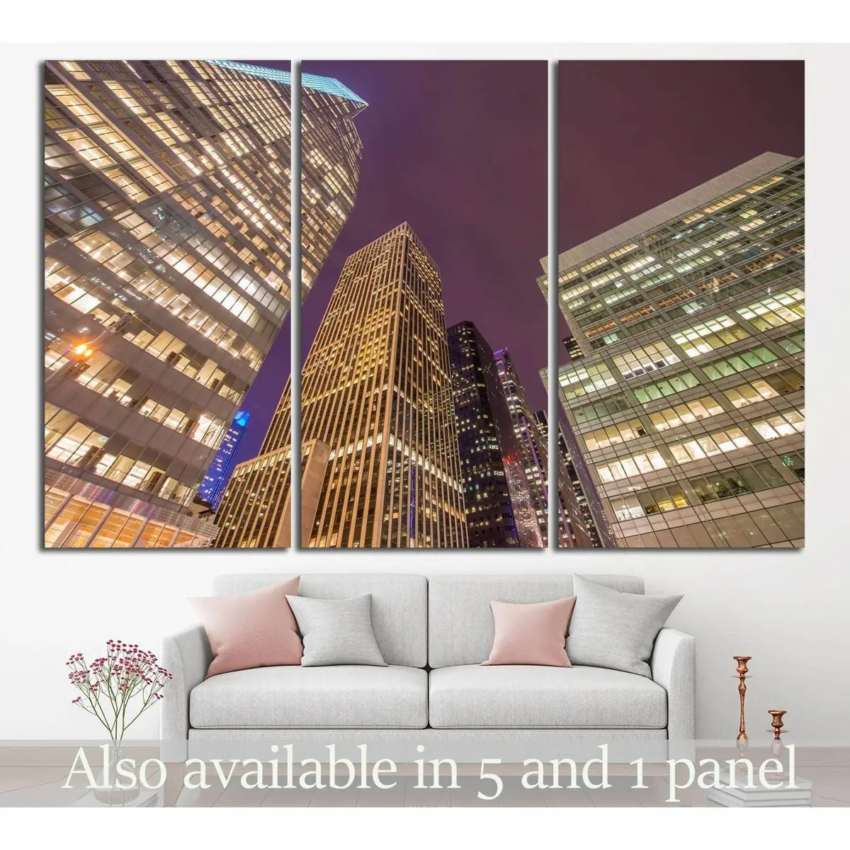 Famous Skyscrapers Of New York At Night №1523 Ready To Hang Canvas Print 5