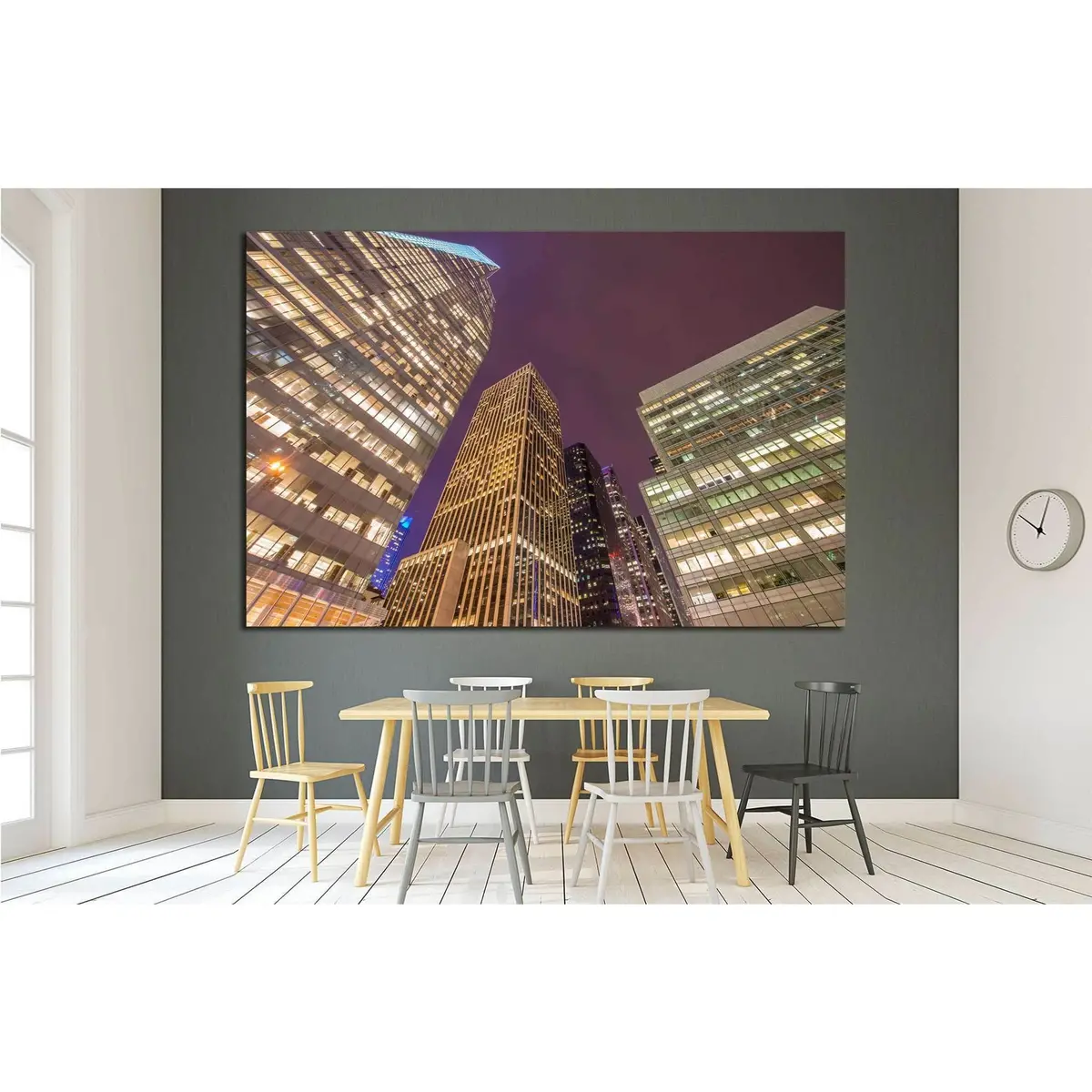 Famous Skyscrapers Of New York At Night №1523 Ready To Hang Canvas Print 2