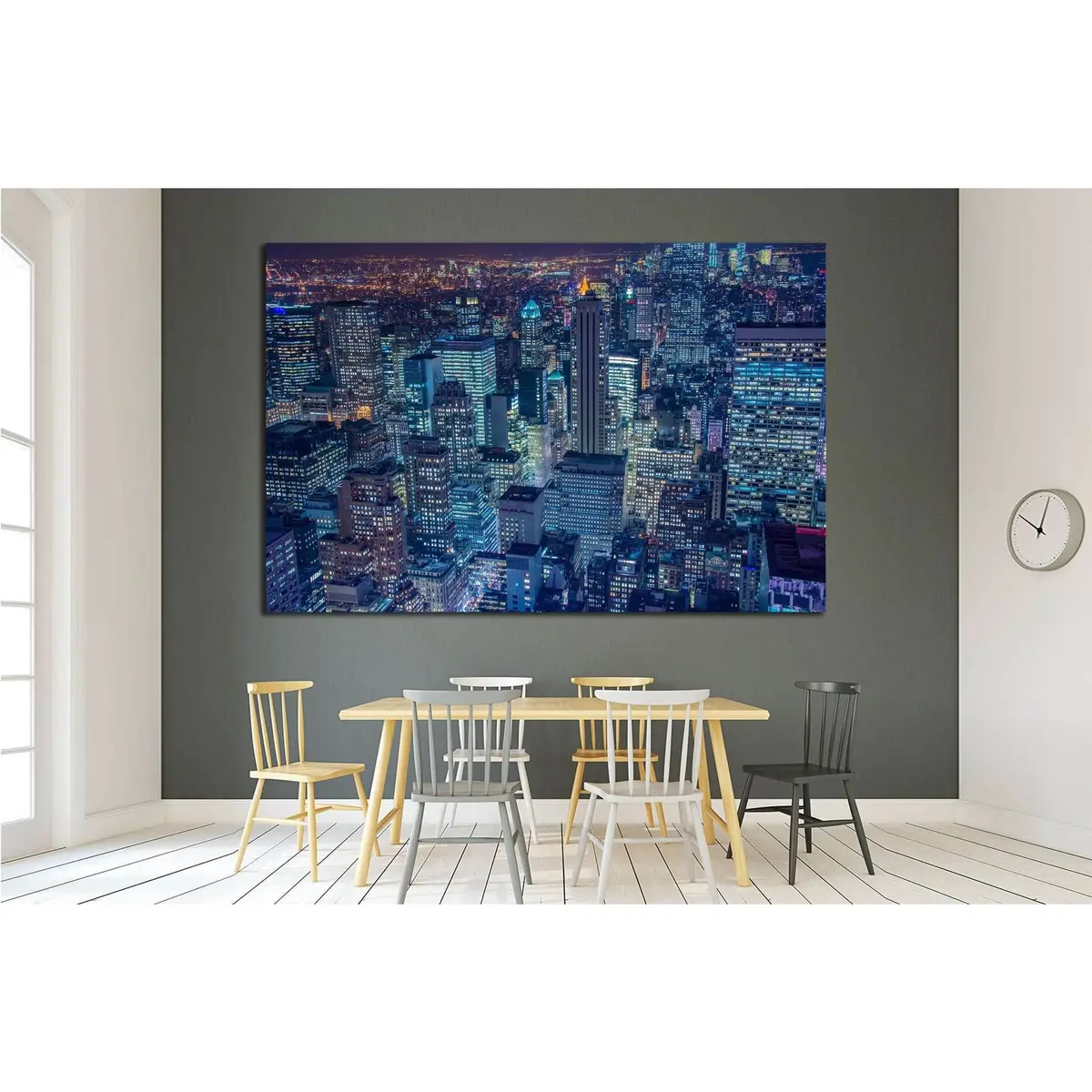 Famous Skyscrapers Of New York At Night №1535 Ready To Hang Canvas Print 2