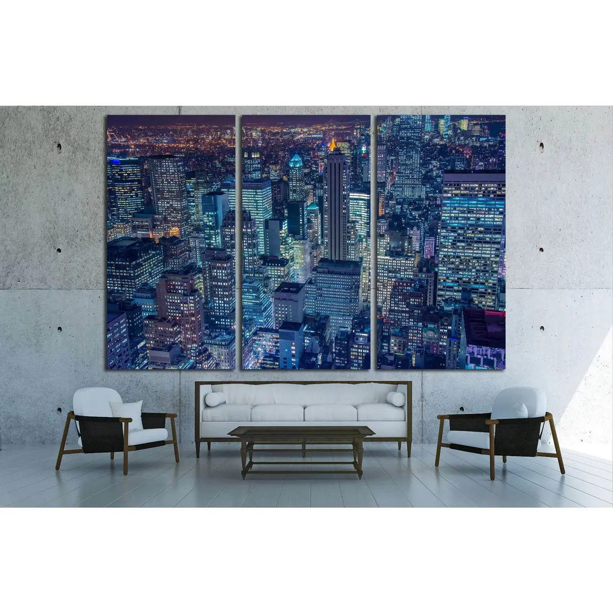 Famous Skyscrapers Of New York At Night №1535 Ready To Hang Canvas Print 5