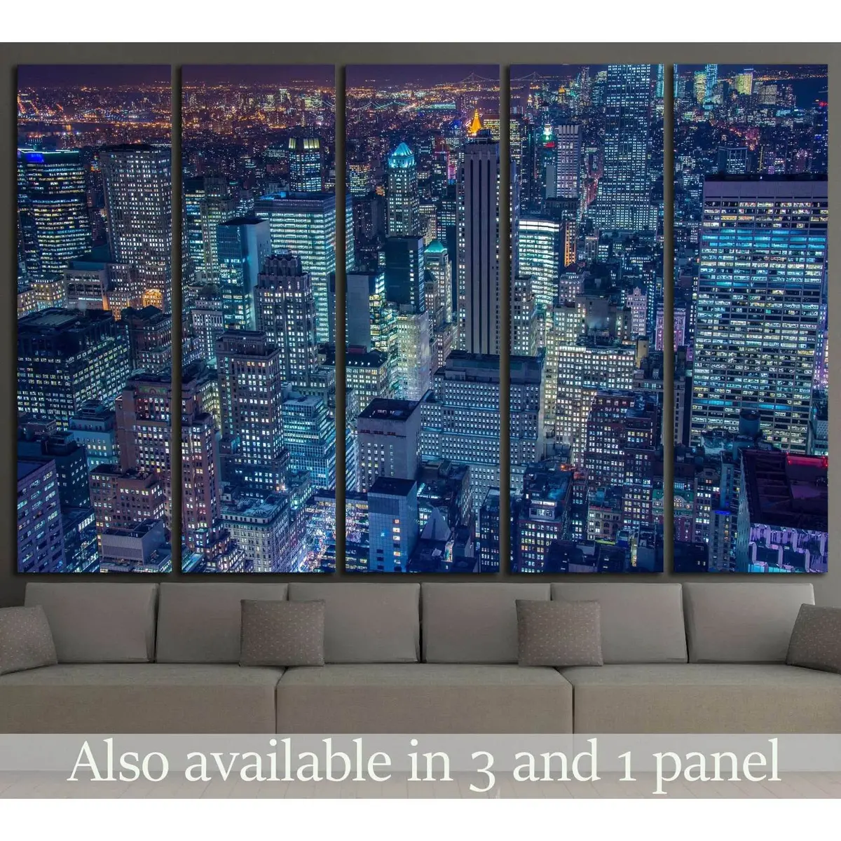 Iconic NYC Skyscrapers at Night — Premium Ready-to-Hang Canvas Wall Art #1535