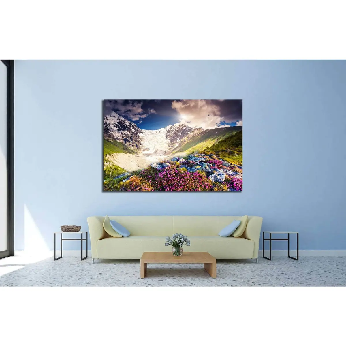 Fantastic Colorful Sunset And Bloom Rhododendron At The Foot Of Tetnuldi №1967 Ready To Hang Canvas Print 3