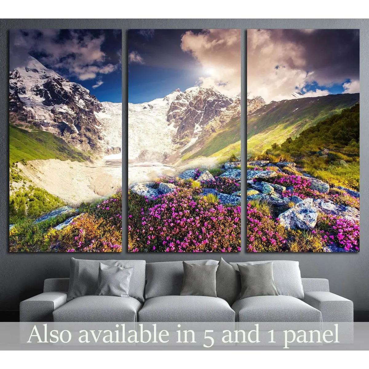 Fantastic Colorful Sunset And Bloom Rhododendron At The Foot Of Tetnuldi №1967 Ready To Hang Canvas Print 5