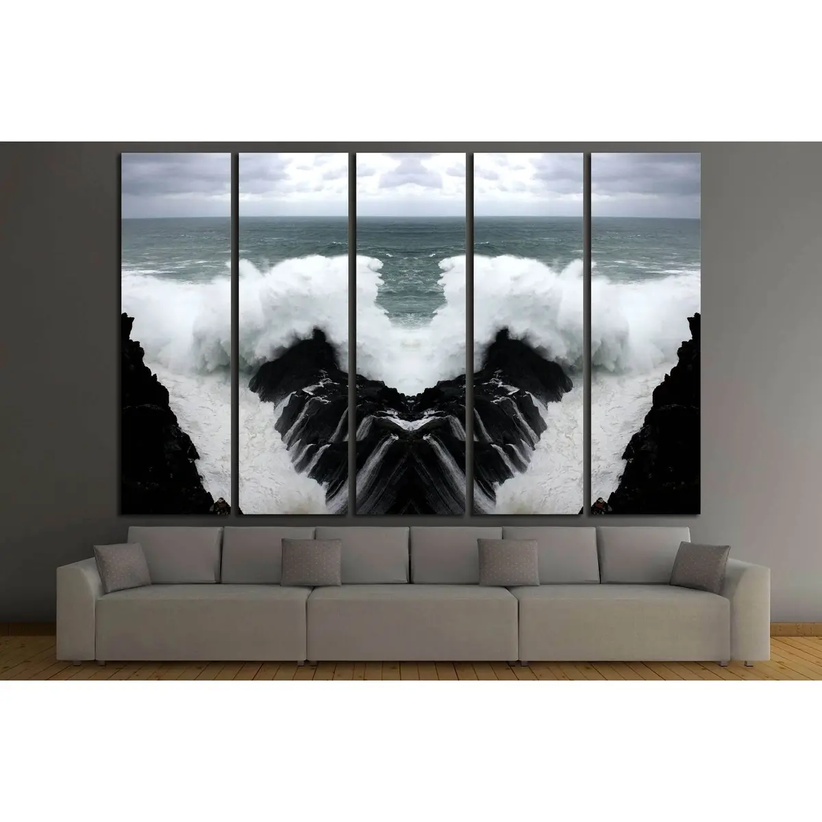 Abstract Ocean Wave Canvas Art – Geometric Sea Print Wall Decor - Image 3