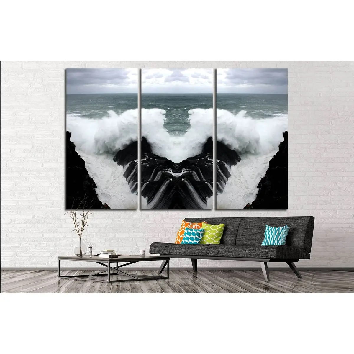 Fantastic Sea,Geometric Composition Of Wave Crashing, Artistic Composition №2542 Ready To Hang Canvas Print 5