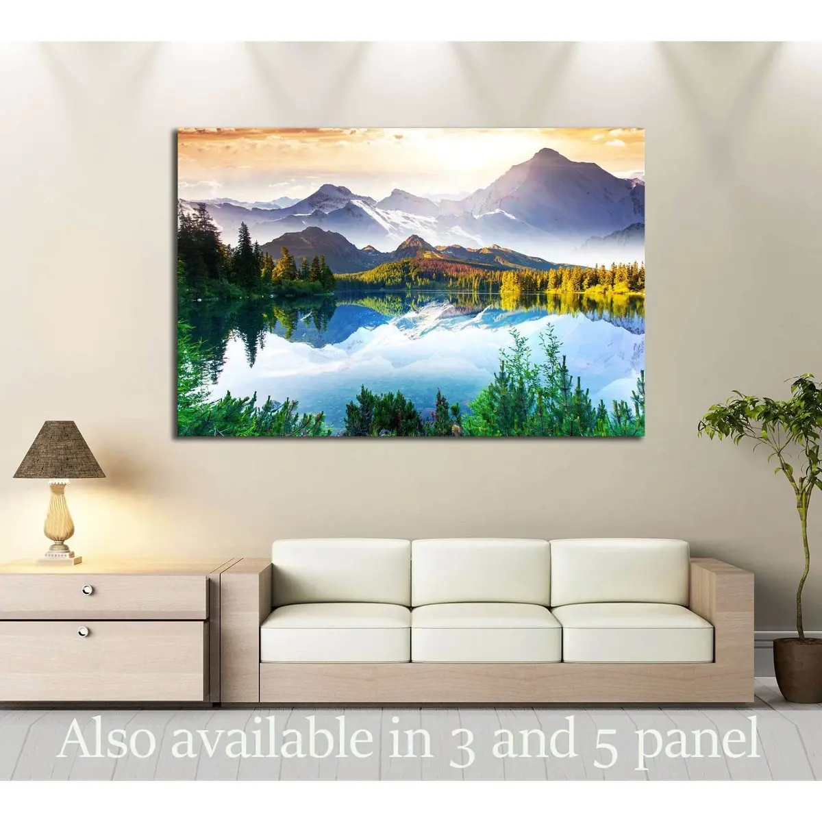 Fantastic Sunny Day Is In Mountain Lake. Creative Collage. Beauty World. №2700 Ready To Hang Canvas Print 1