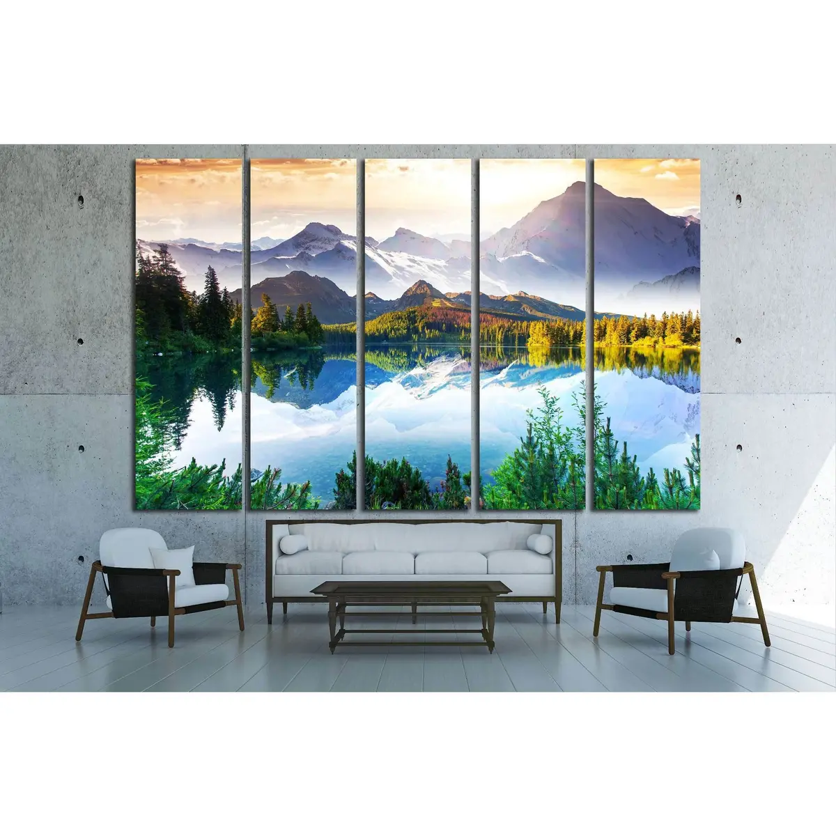 Sunny Mountain Lake Landscape Canvas Wall Art – Ready-to-Hang Decor - Image 3