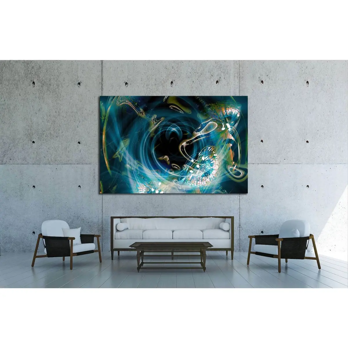 Fantasy Background In Ocean Colors №1590 Ready To Hang Canvas Print 3
