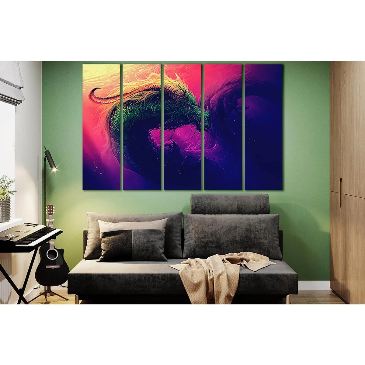 Underwater Fantasy Dragon Canvas Art – SL1281, Ready-to-Hang Premium Wall Decor - Image 3