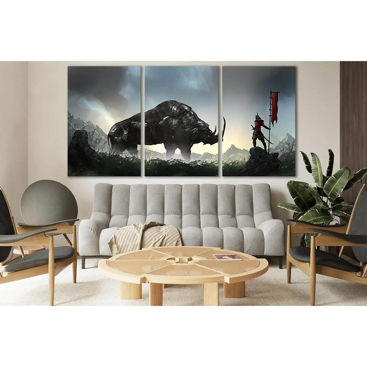 Fantasy Samurai And Rhino №Sl1271 Ready To Hang Canvas Print 5