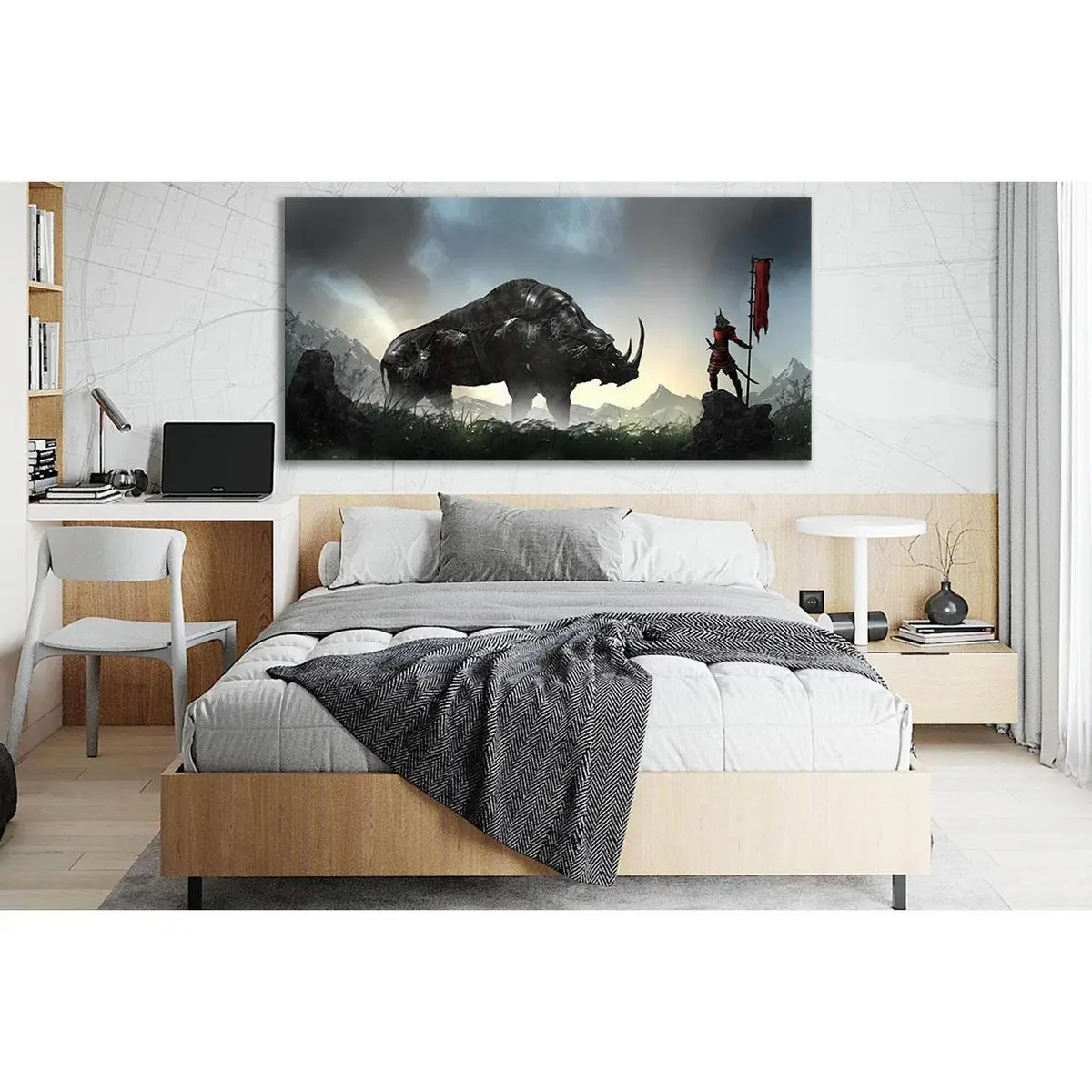 Fantasy Samurai And Rhino №Sl1271 Ready To Hang Canvas Print 1