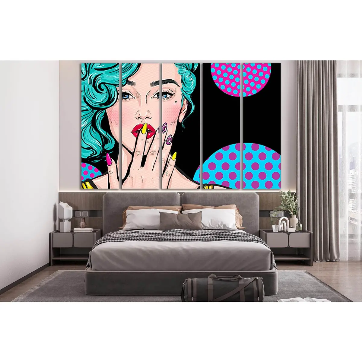Pop Art Fashion Illustration of a Stylish Girl – SL548 Canvas Wall Art Print, Ready to Hang - Image 3