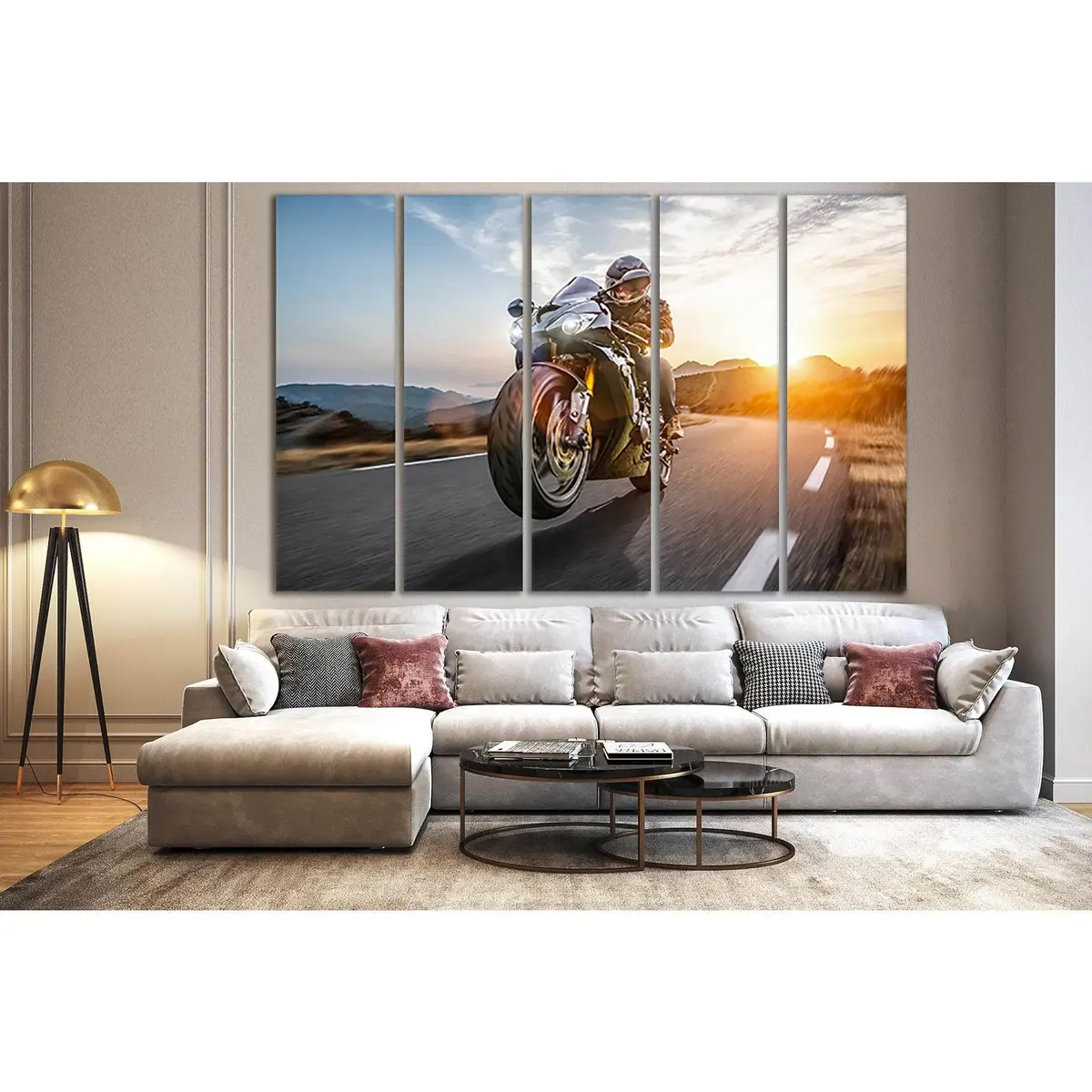 Speeding Motorcycle Along Coastal Highway №SL757 – Ready-to-Hang Canvas Wall Art - Image 3