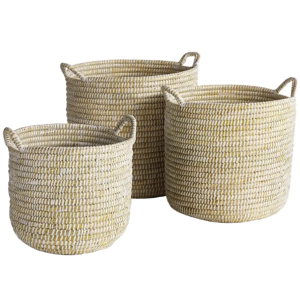 Napa Round Rivergrass Handled Baskets - 13" To 16.5" 1
