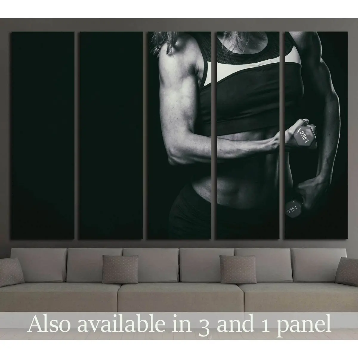 Empowering Female Fitness Canvas Art – Elegant Body Illustration #2132