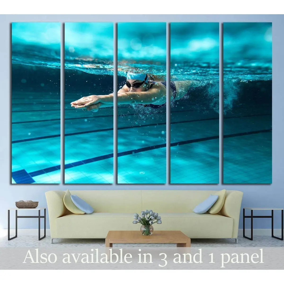 Ready-to-Hang Canvas Art Featuring a Female Swimmer at the Pool