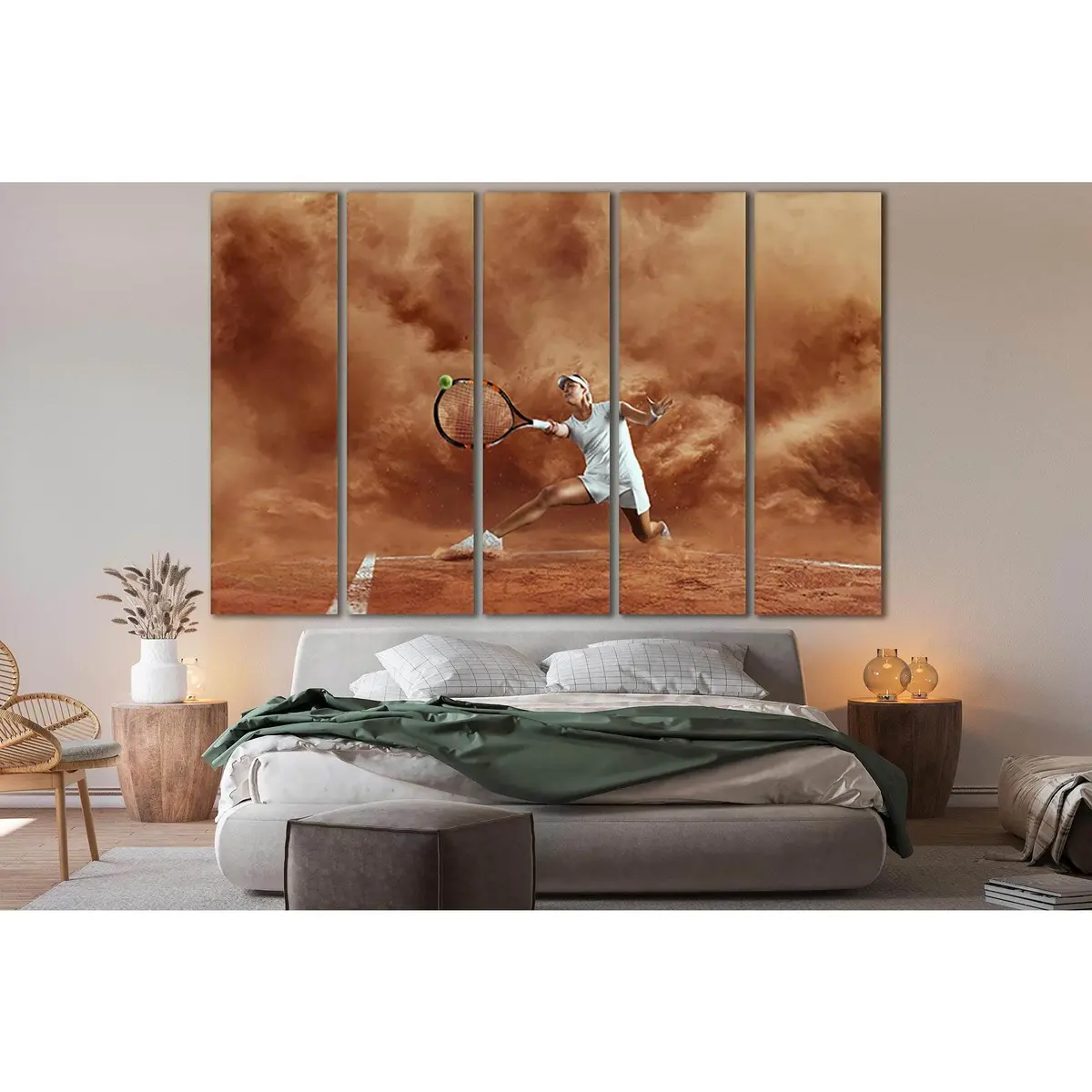 Dynamic Female Tennis Player in Motion Canvas Wall Art – Ready-to-Hang, SL957 - Image 3