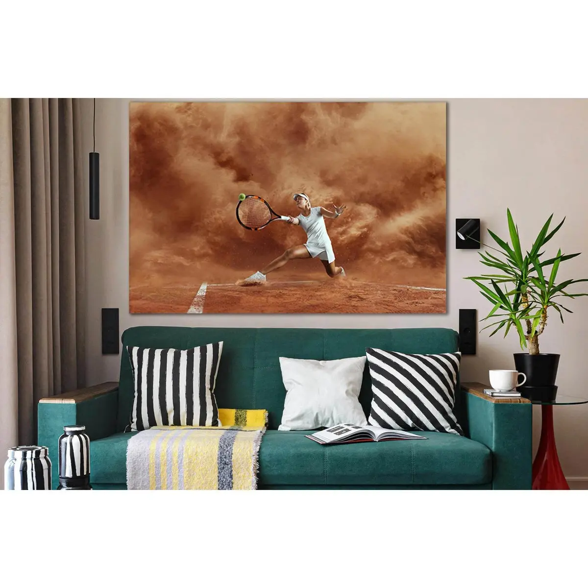 Female Tennis Player In Action №Sl957 Ready To Hang Canvas Print 2