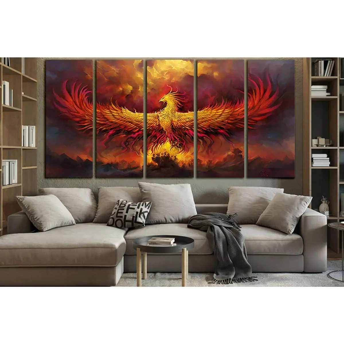 Fiery Phoenix Canvas Wall Art Print – Ready-to-Hang, SL1280 Design - Image 3