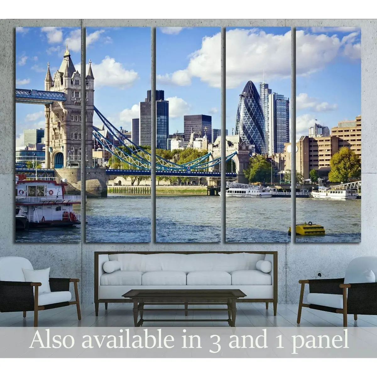 London Financial District and Tower Bridge Canvas Wall Art №2597 – Ready to Hang