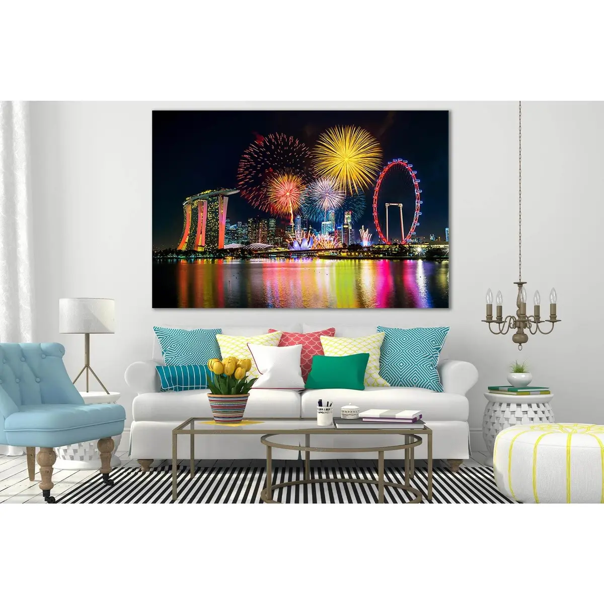 Fireworks In Singapore №Sl370 Ready To Hang Canvas Print 1