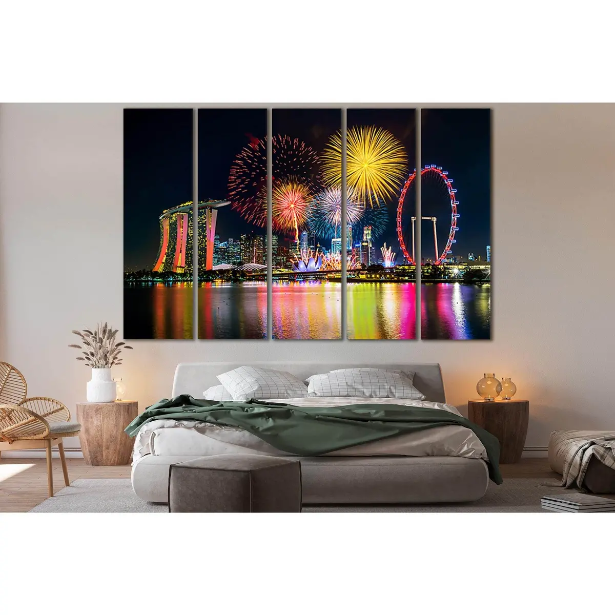 Singapore Fireworks Canvas Art №SL370 – Premium Ready-to-Hang Wall Decor - Image 3