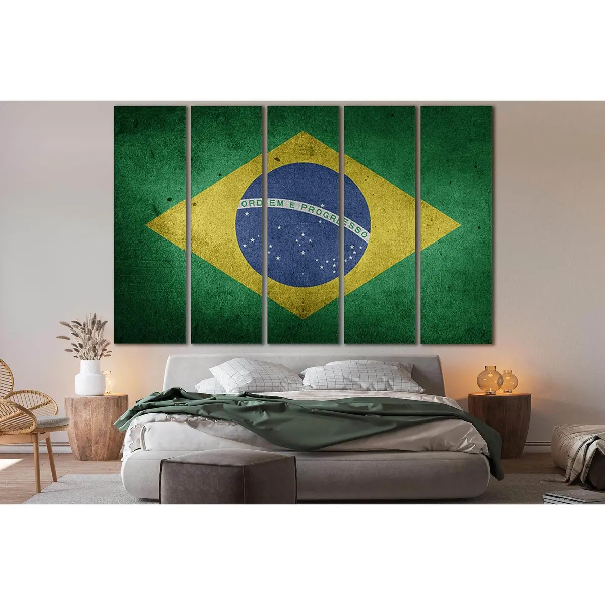 Brazil Flag Canvas Print SL1177 – Pre-Installed Hanging Hardware, Modern Wall Art - Image 3