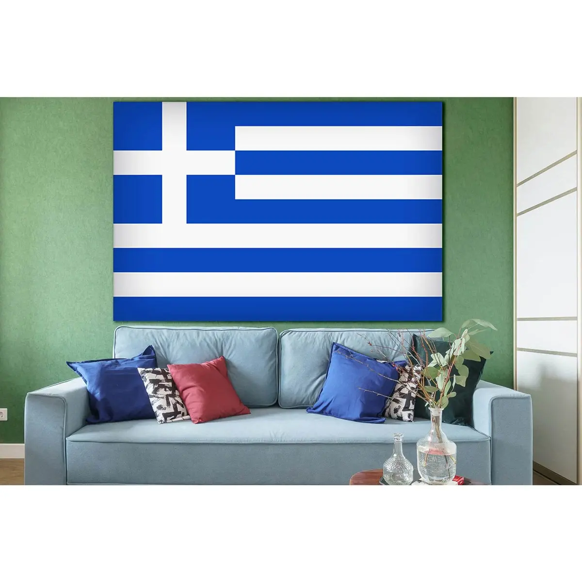 Flag Of Greece №Sl1169 Ready To Hang Canvas Print 2