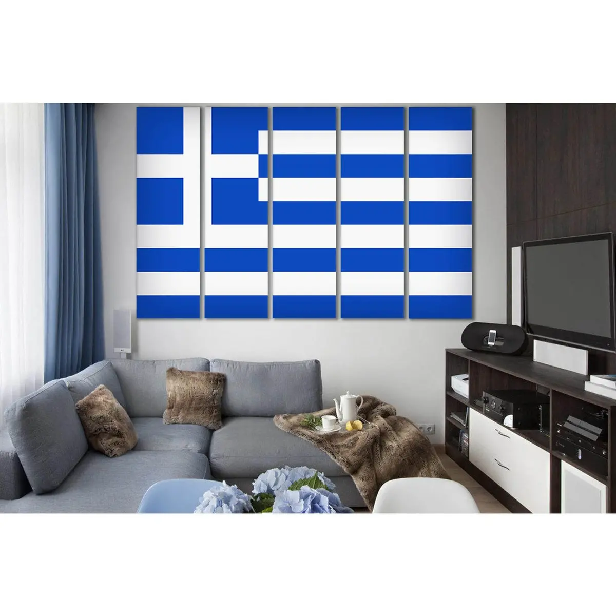 Premium Greece Flag Canvas Art Print №SL1169 – Ready-to-Hang Wall Decor