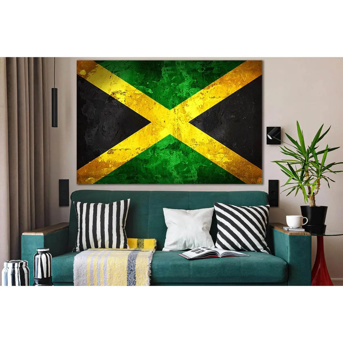 Flag Of Jamaica №Sl1163 Ready To Hang Canvas Print 2