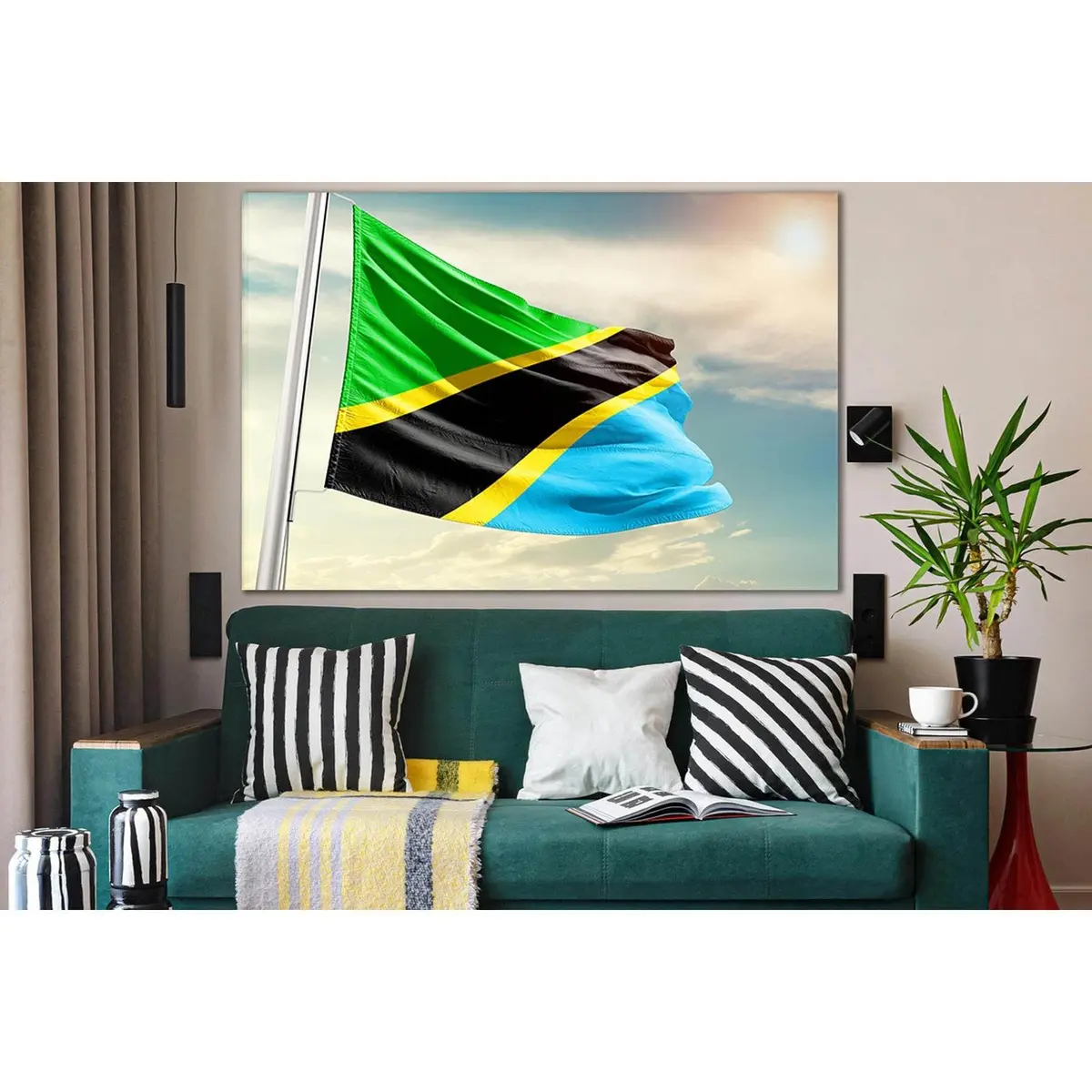 Flag Of Tanzania In Blue Sky №Sl1193 Ready To Hang Canvas Print 2