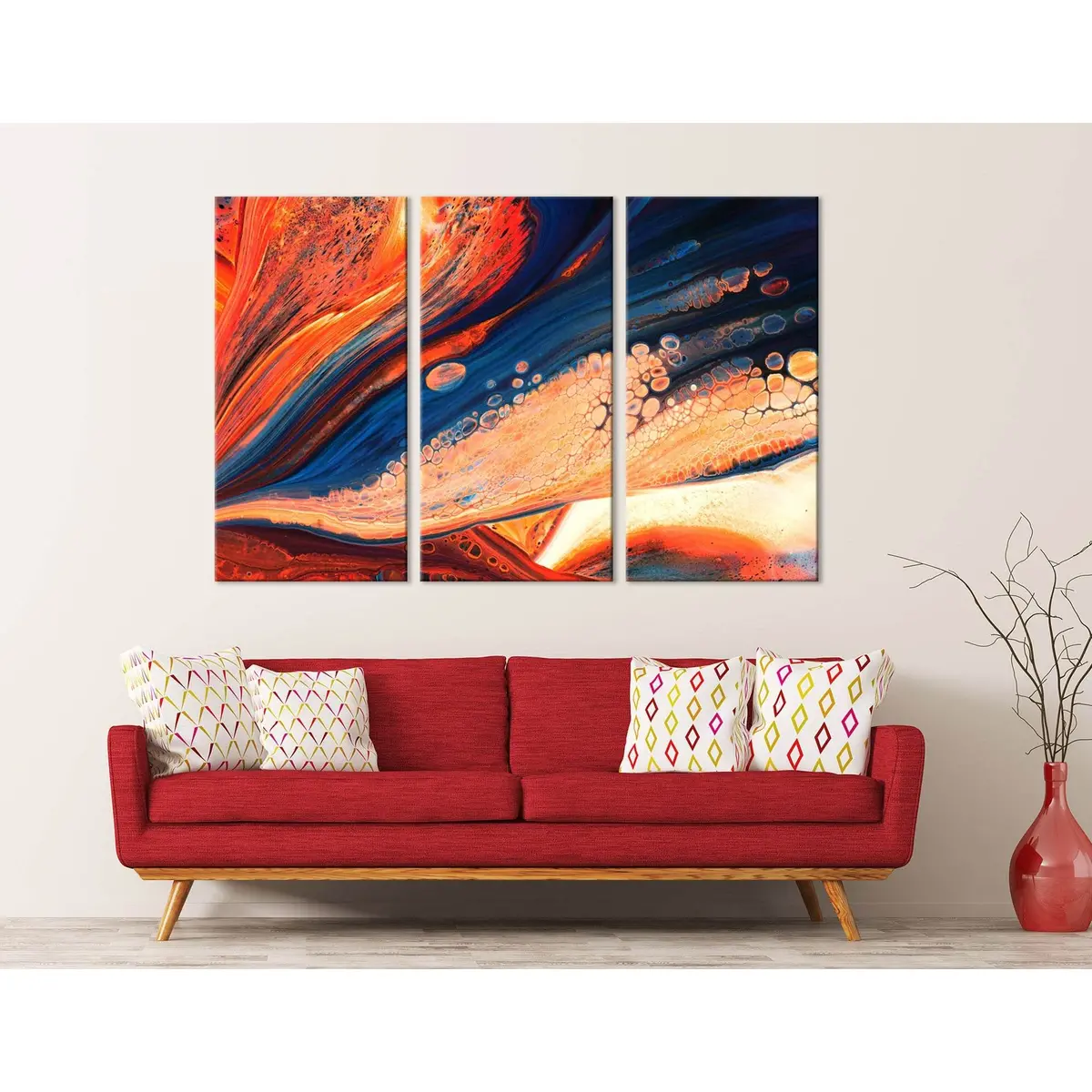 Flame-Colored And Blue Abstract №04308 Ready To Hang Canvas Print 5