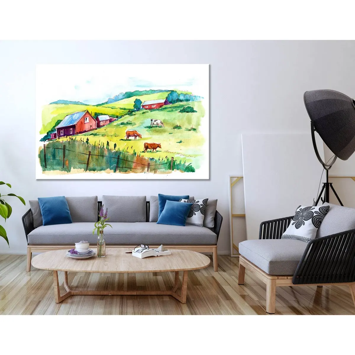 Flock Of Cows On A Colorful Field №04242 Ready To Hang Canvas Print 3