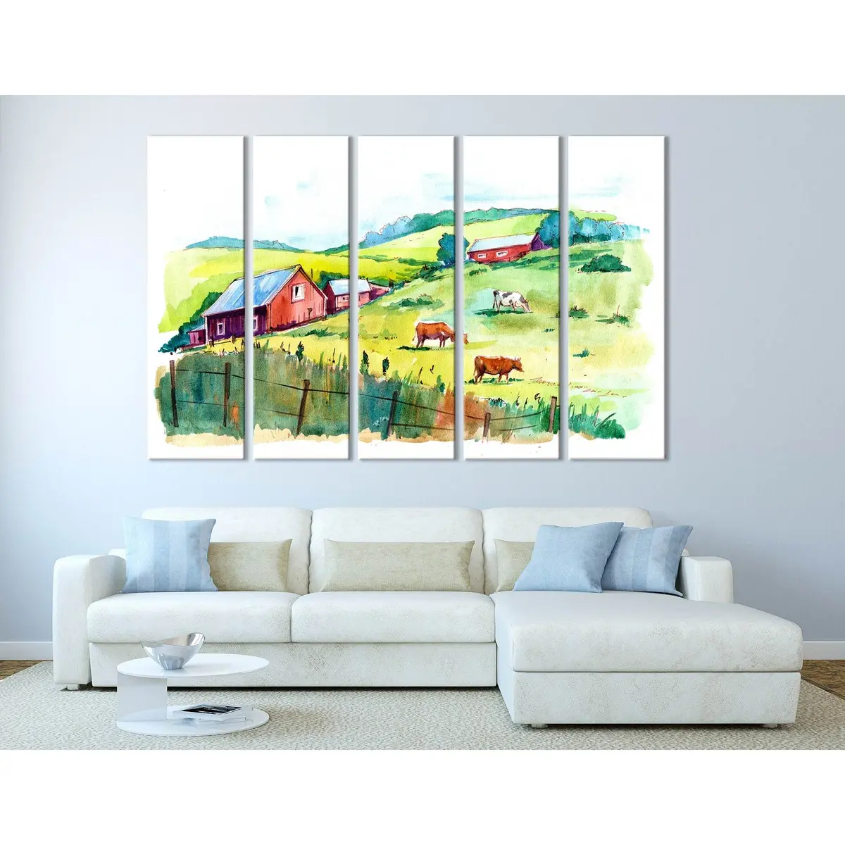 Cow Herd on Vibrant Field Wall Art №04242 – Premium Ready-to-Hang Canvas Print