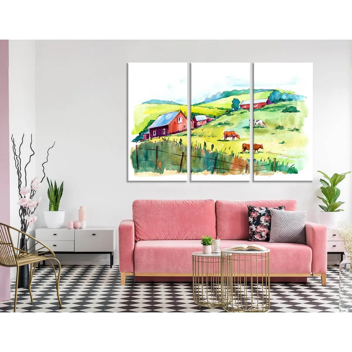 Flock Of Cows On A Colorful Field №04242 Ready To Hang Canvas Print 5