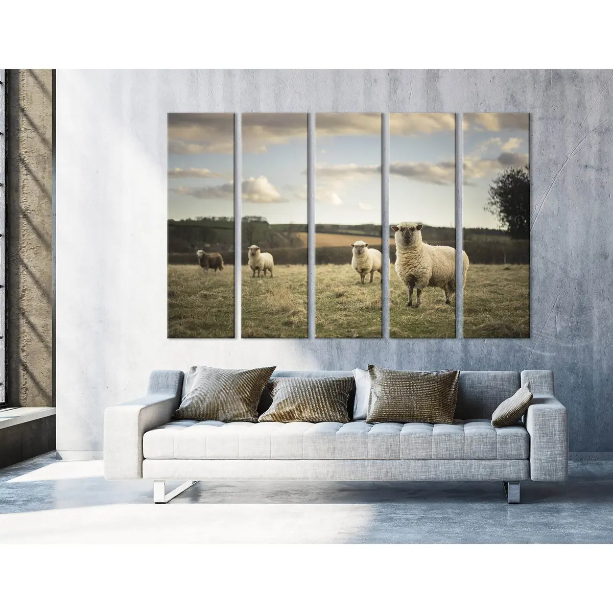 Cotswolds Sheep Flock Canvas Wall Art – Ready-to-Hang Print #04237
