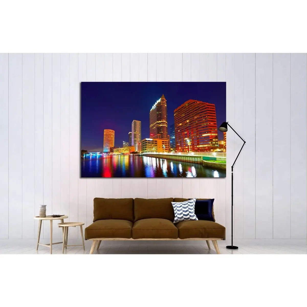Florida Tampa Skyline At Sunset From Hillsborough River In Us №1725 Ready To Hang Canvas Print 3