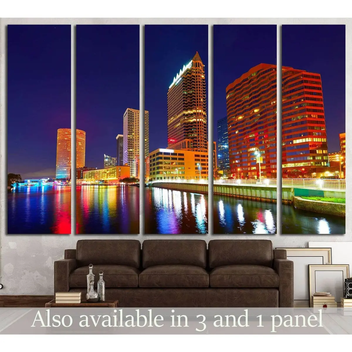 Florida Tampa Skyline At Sunset From Hillsborough River In Us №1725 Ready To Hang Canvas Print 1