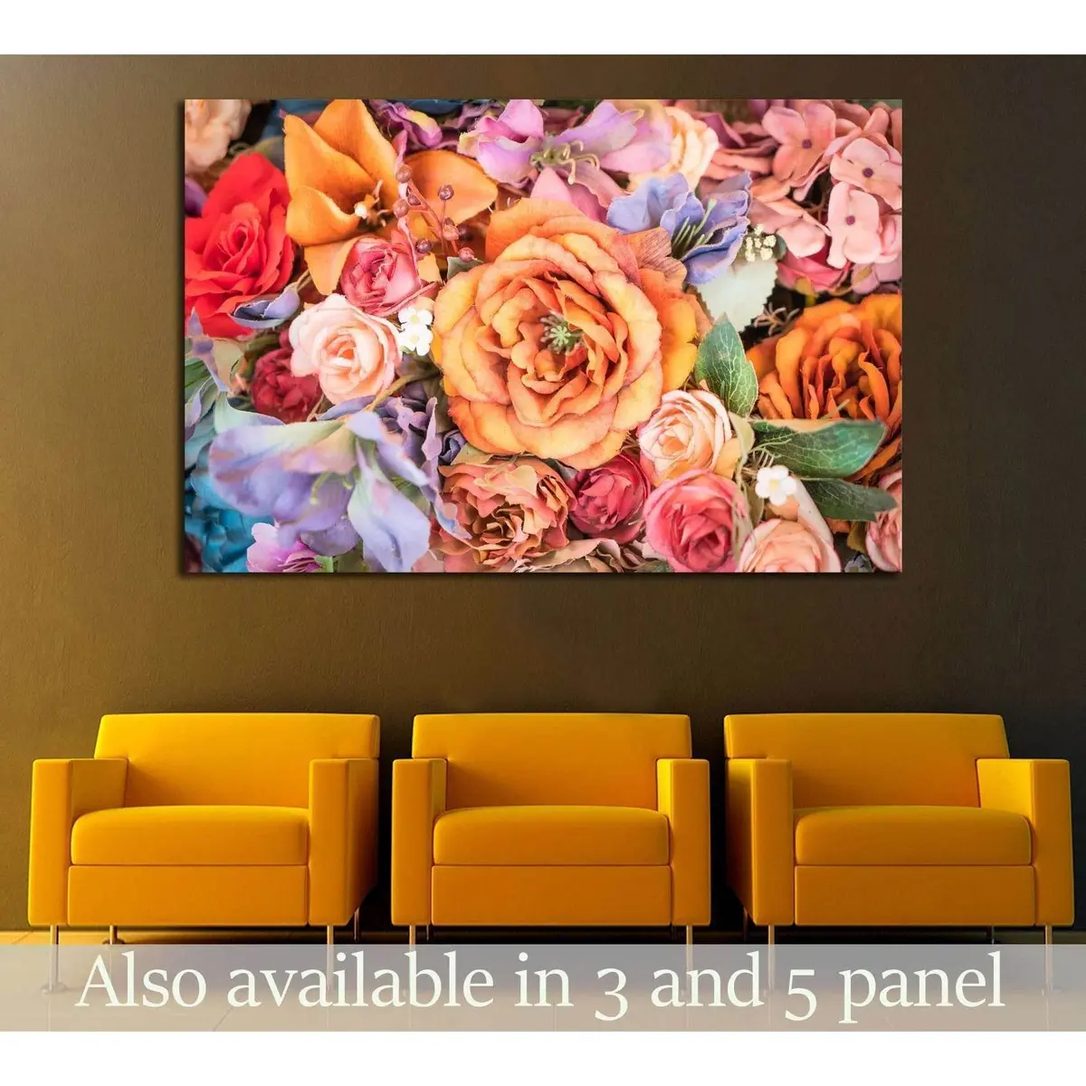 Flower Background - Vintage Effect Style Pictures №2572 Ready To Hang Canvas Print 1