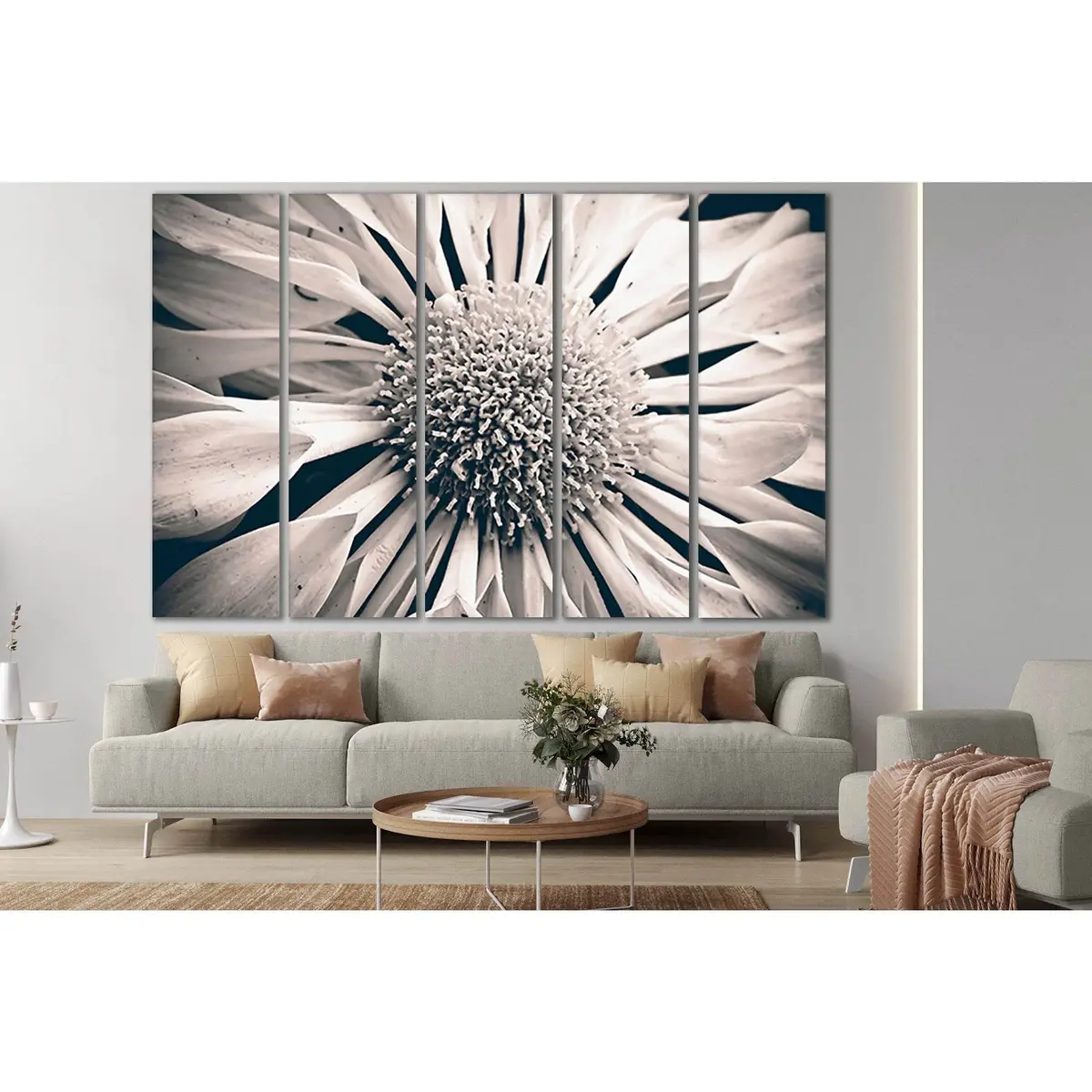 Black & White Flower Macro Canvas Art – SL725, Ready-to-Hang Wall Decor