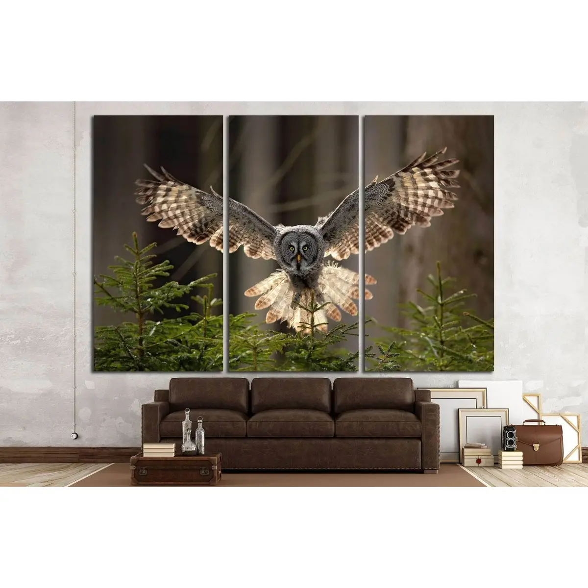 Flying Great Grey Owl, Strix Nebulosa №1331 Ready To Hang Canvas Print 5